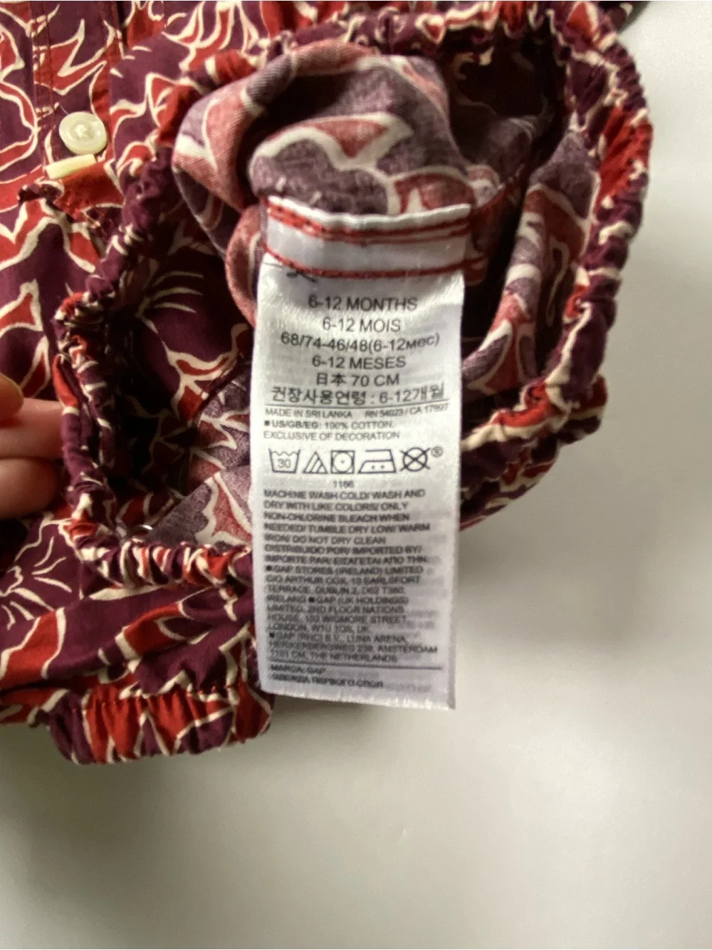 GAP Hawaiian Shirt Size 6 12 Months NWT One Piece Snap Top New Floral Red Orange